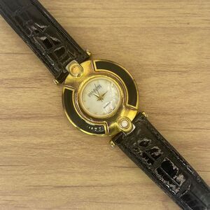 Joan Rivers Gold Watch – White Dial, Roman Numerals, Black Leather Band